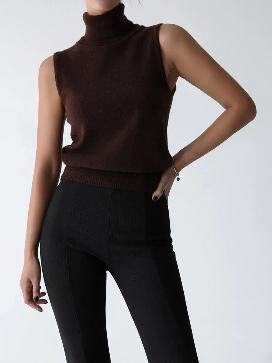 Blubelle Women's New Autumn Winter Knit Sleeveless Turtleneck Tank Top Soft Fabric Trendy Slim Fit Solid Color Fashion Camis