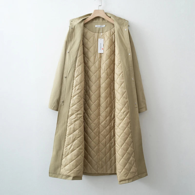 2025 Women Autumn Winter Oversized Trench Long coat Stylish Thick Warm Parkas