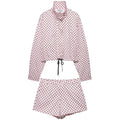 HH Woman Autumn Long Sleeves Turtleneck Zipper With Pockets Drawstring Casual Coats Women Fashion Polka Dot Printed Jacket