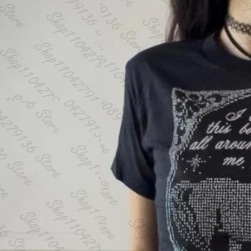 Cute Girls Tees Tops Aesthetic Graphic Tees Tops Y2k Style Women Clothing Streetwear Harajuku Printing Sexy T-shirts Summer 90s