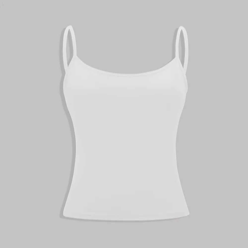 Women Tank Top Strap Slim Top for Summer Fashion Versatile Casual Breathable Micro Elastic Fabric Sleeveless Strap Top