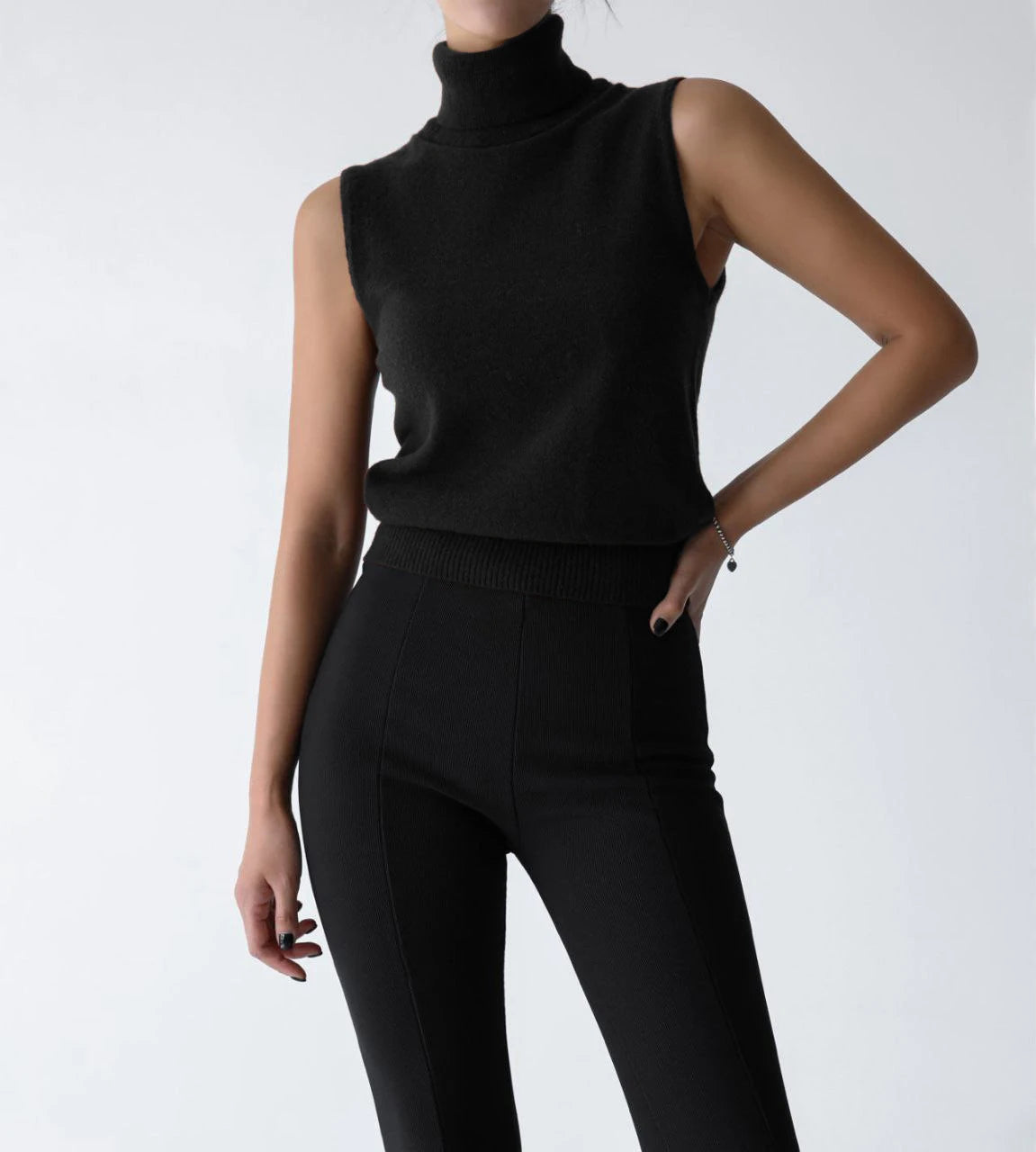 Blubelle Women's New Autumn Winter Knit Sleeveless Turtleneck Tank Top Soft Fabric Trendy Slim Fit Solid Color Fashion Camis