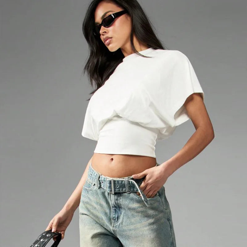 2026 Summer Women Fashion Solid Color Crew Neck Short Sleeve T-shirt Loose Casual Minimalist Daily Basic Soft Comfortable Top