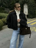 2026 Women's Fashion Loose Drop Shoulder Zip-Up Cargo Jacket Casual Top