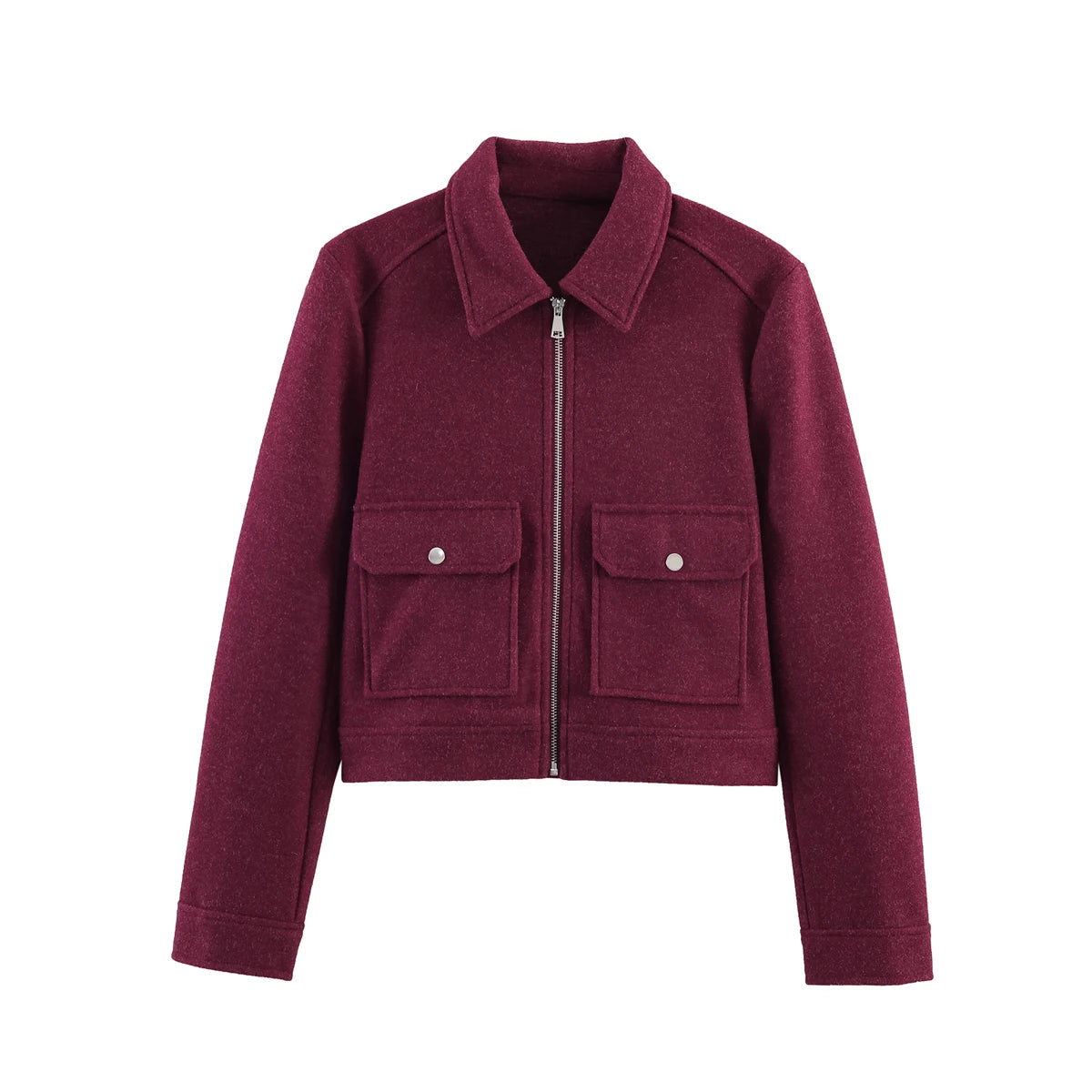 SLTNX Women's Zipper Jacket Coat New Winter Long Sleeve Pocket Outerwear Coat Short Street Elegant Women's Jacket