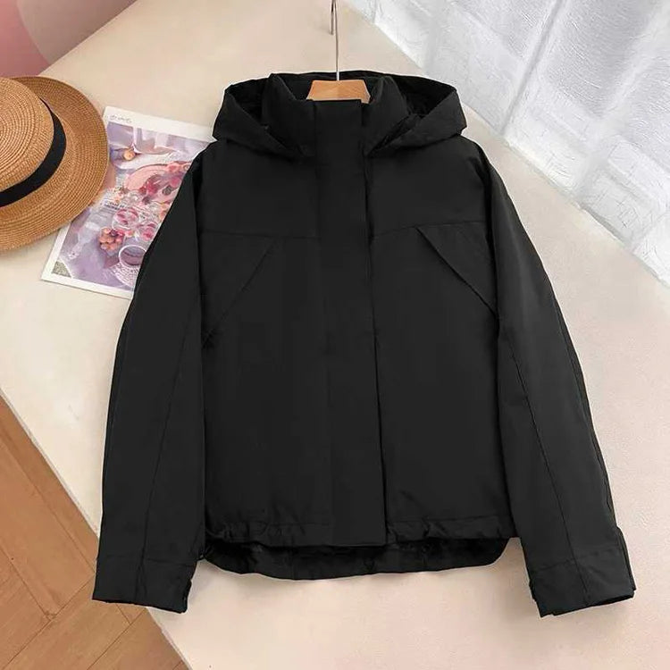 Mumaroho 2026 Autumn Winter Women Windbreaker Jacket Windproof Solid Long Sleeve Outdoor Sport Hooded Thin Coat Jacket For Women