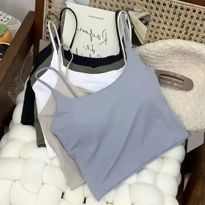 Summer Bra Top Sexy Women Ice Silk Crop Top Seamless Tube Tops Camisole Underwear Korean Fashion Solid Padded Bralette Vest