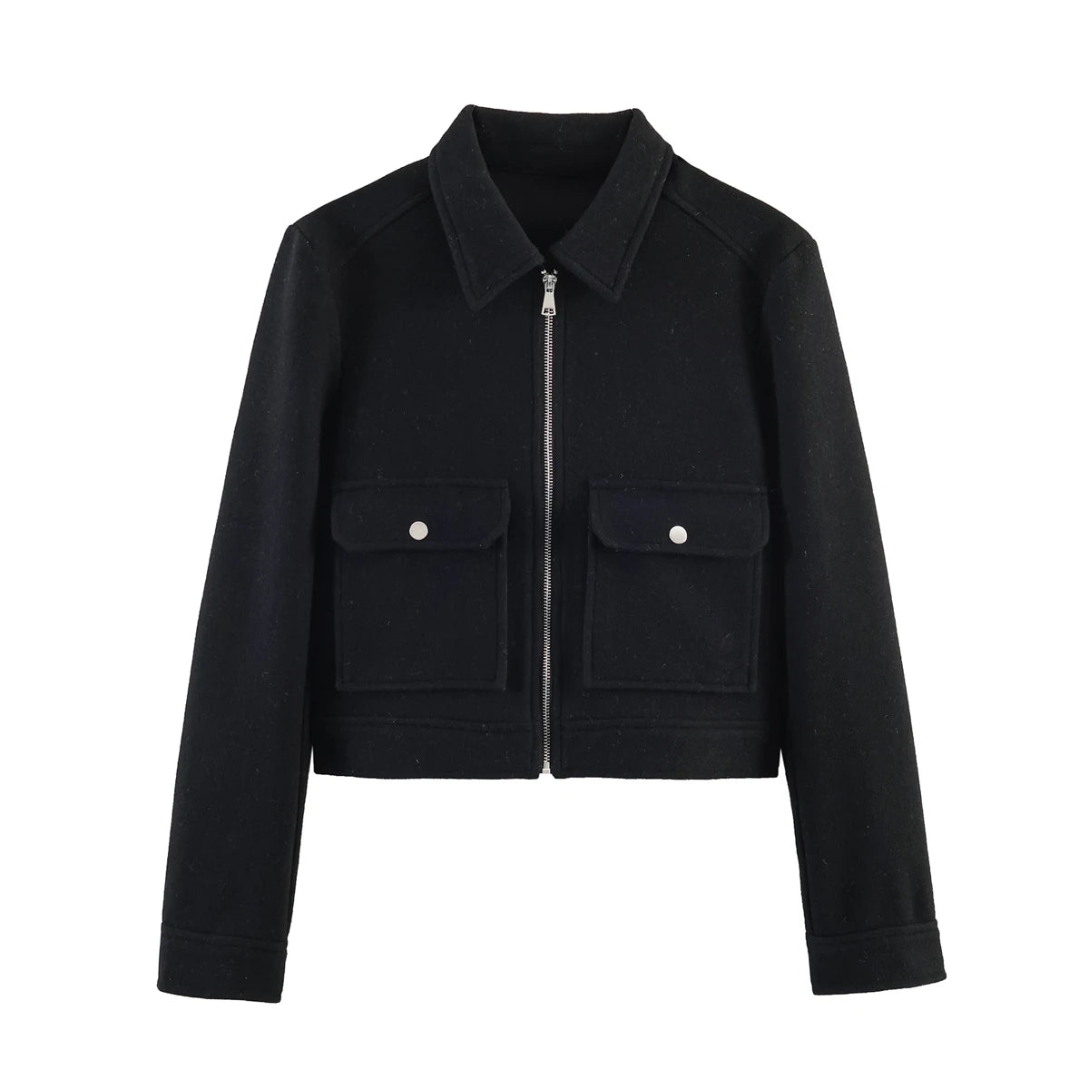 SLTNX Women's Zipper Jacket Coat New Winter Long Sleeve Pocket Outerwear Coat Short Street Elegant Women's Jacket