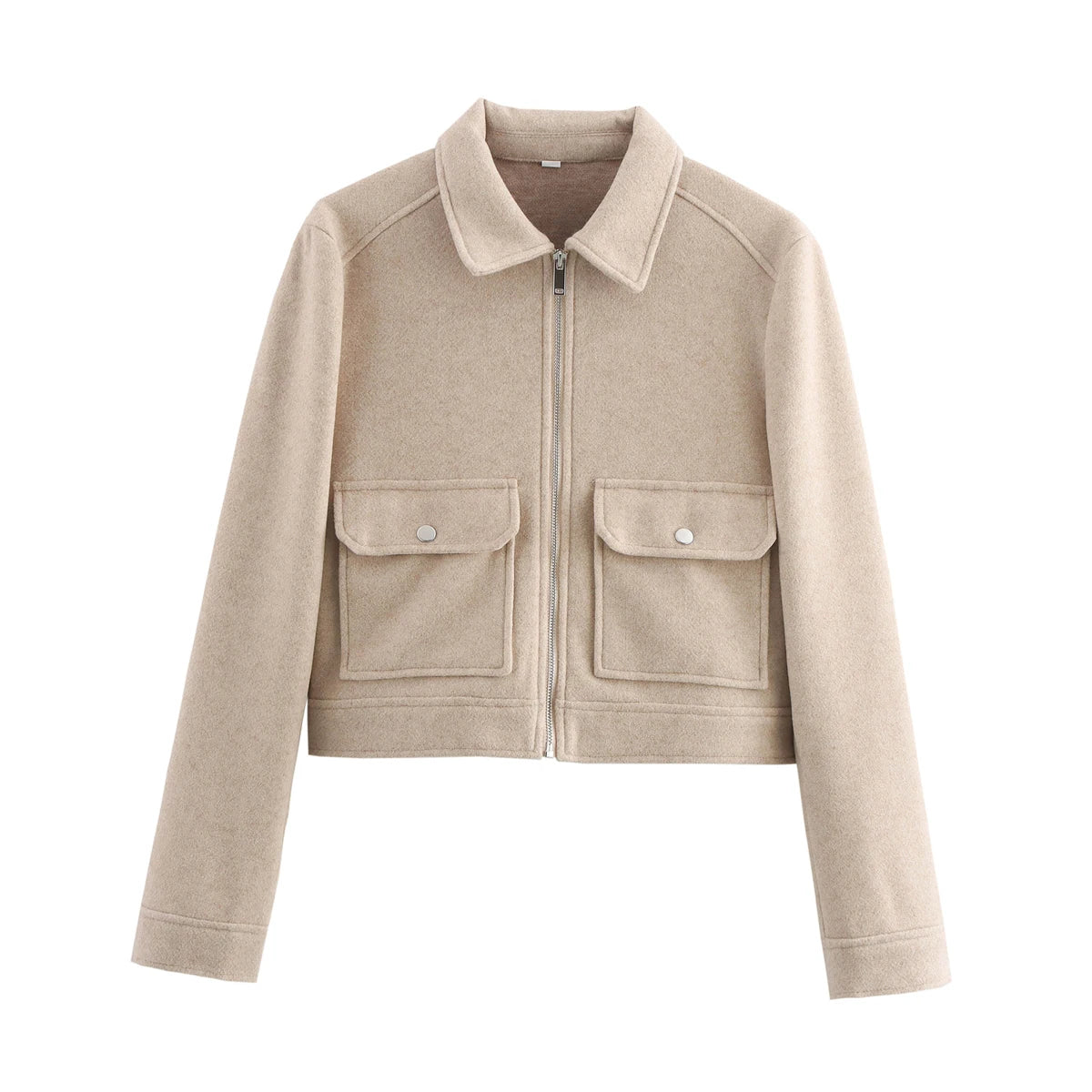 SLTNX Women's Zipper Jacket Coat New Winter Long Sleeve Pocket Outerwear Coat Short Street Elegant Women's Jacket