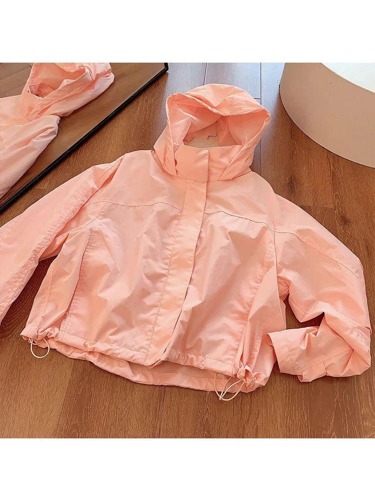 Mumaroho 2026 Autumn Winter Women Windbreaker Jacket Windproof Solid Long Sleeve Outdoor Sport Hooded Thin Coat Jacket For Women