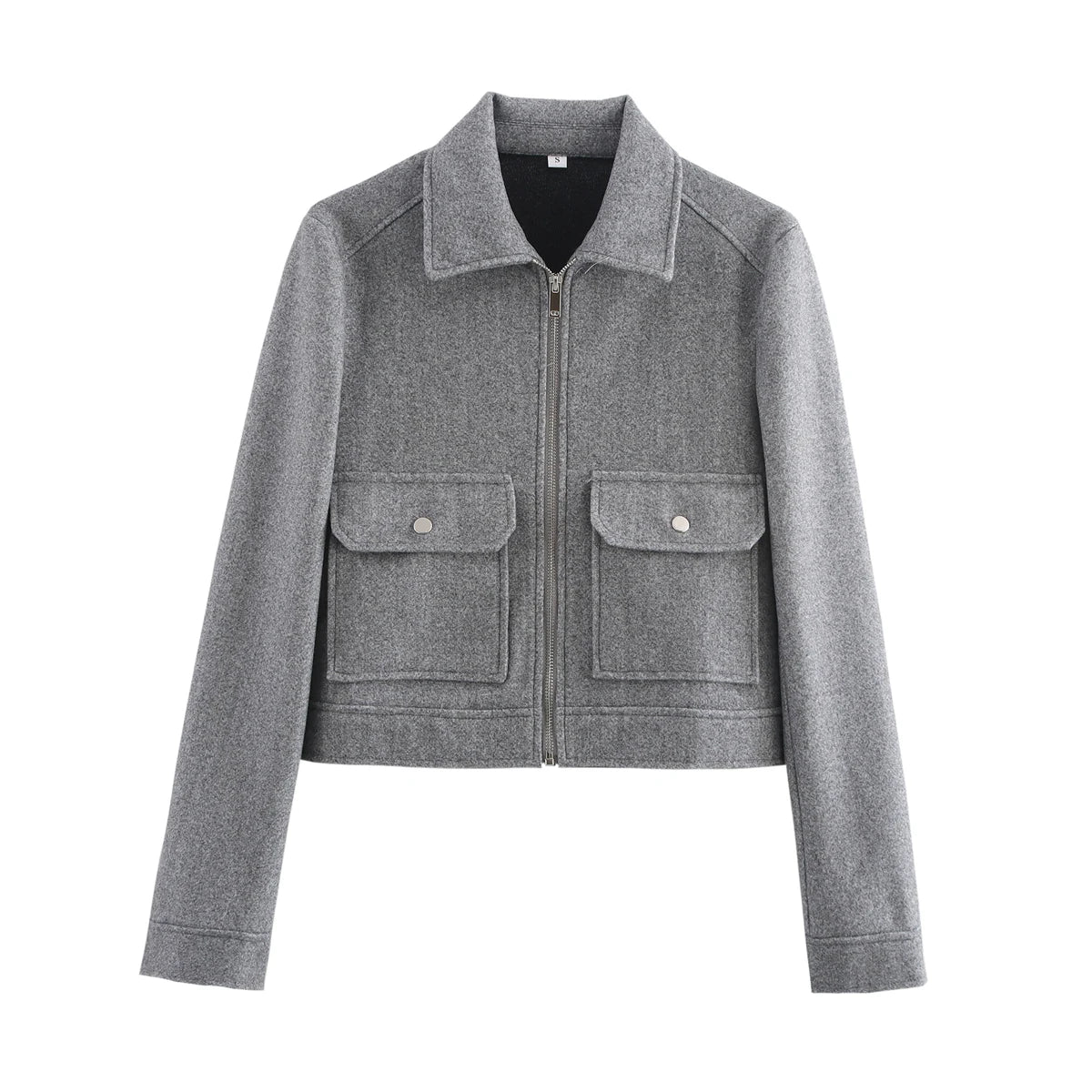 SLTNX Women's Zipper Jacket Coat New Winter Long Sleeve Pocket Outerwear Coat Short Street Elegant Women's Jacket