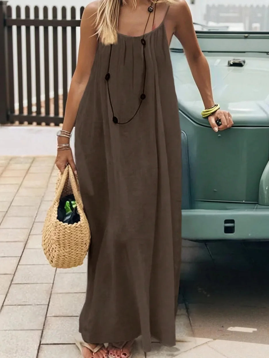 New Arrival Women's Strapless Backless Long Loose Home Dress Comfortable Sleepwear Casual Maxi Dress