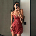 Y2k Vintage Slim Summer Women Sweet Ladylike Fashion Street Woman Dot Print Casual Simple Basic Sleeveless Dresses Female Chic