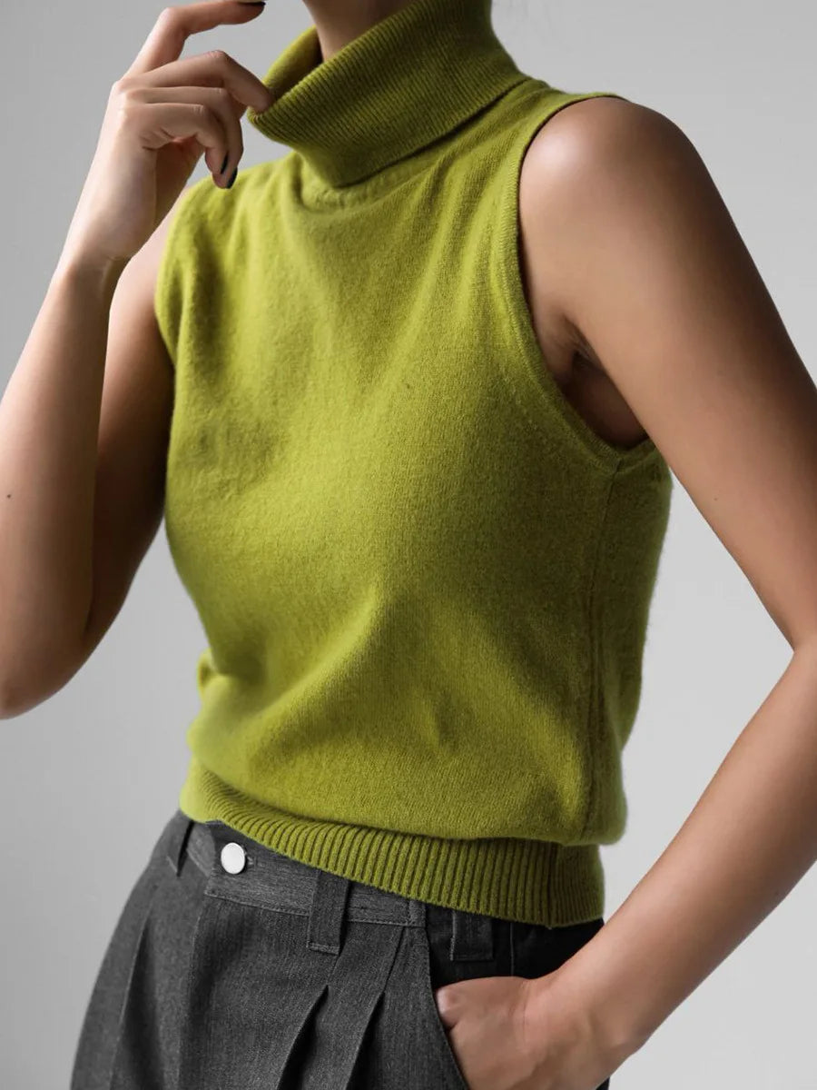 Blubelle Women's New Autumn Winter Knit Sleeveless Turtleneck Tank Top Soft Fabric Trendy Slim Fit Solid Color Fashion Camis