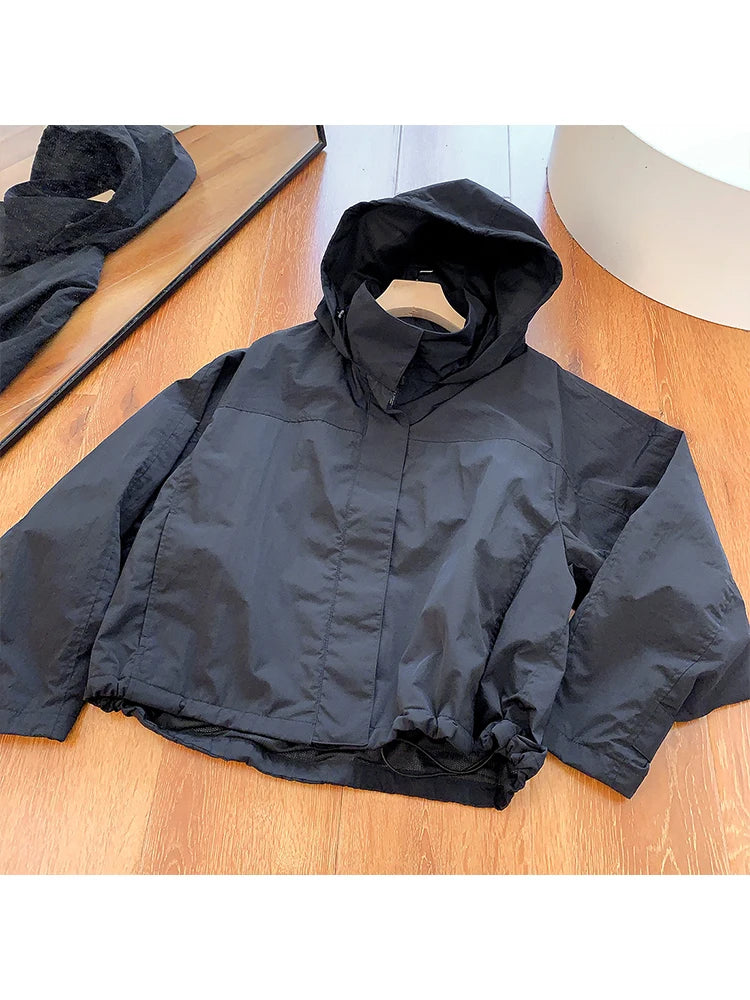 Mumaroho 2026 Autumn Winter Women Windbreaker Jacket Windproof Solid Long Sleeve Outdoor Sport Hooded Thin Coat Jacket For Women