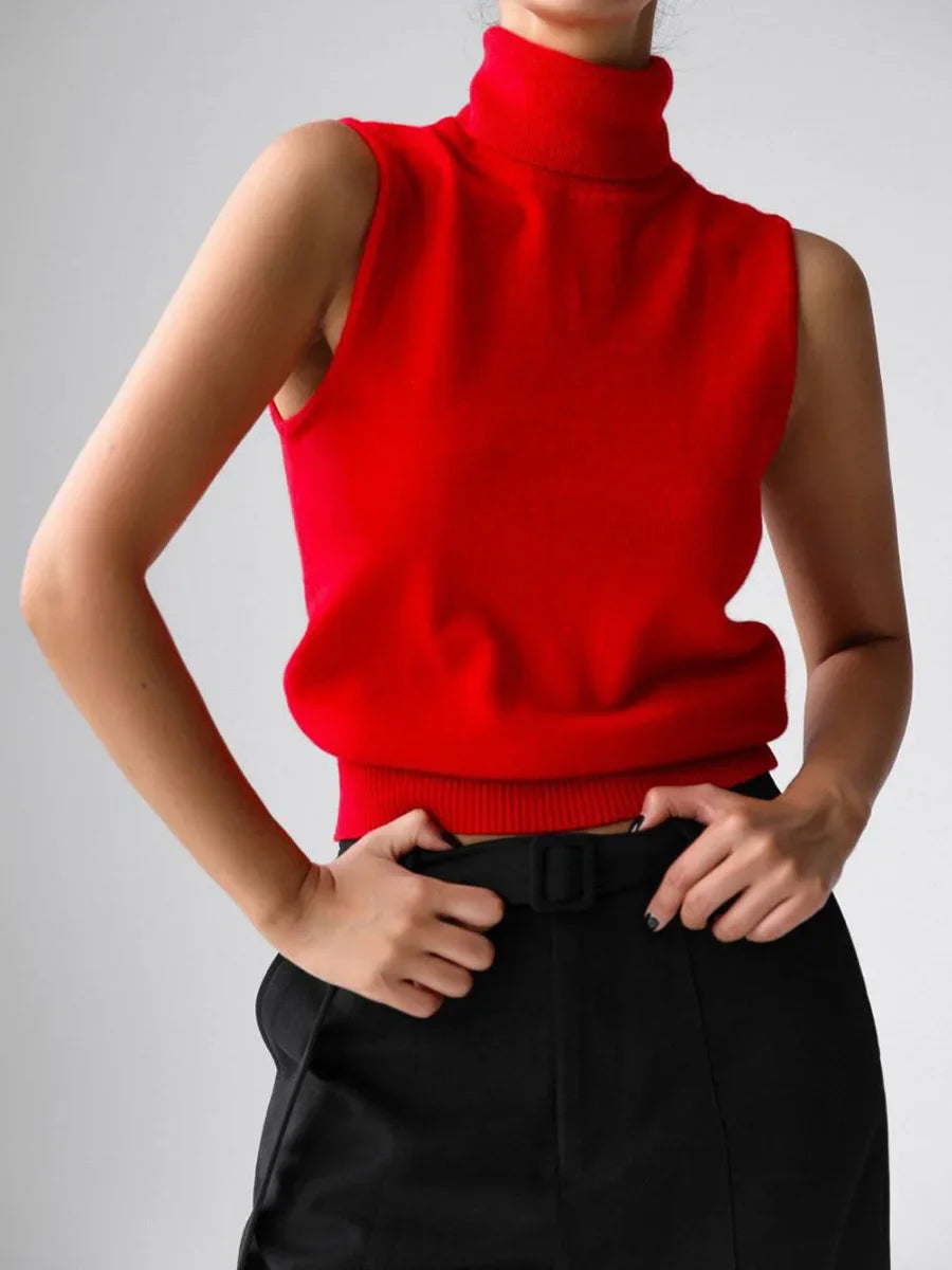 Blubelle Women's New Autumn Winter Knit Sleeveless Turtleneck Tank Top Soft Fabric Trendy Slim Fit Solid Color Fashion Camis
