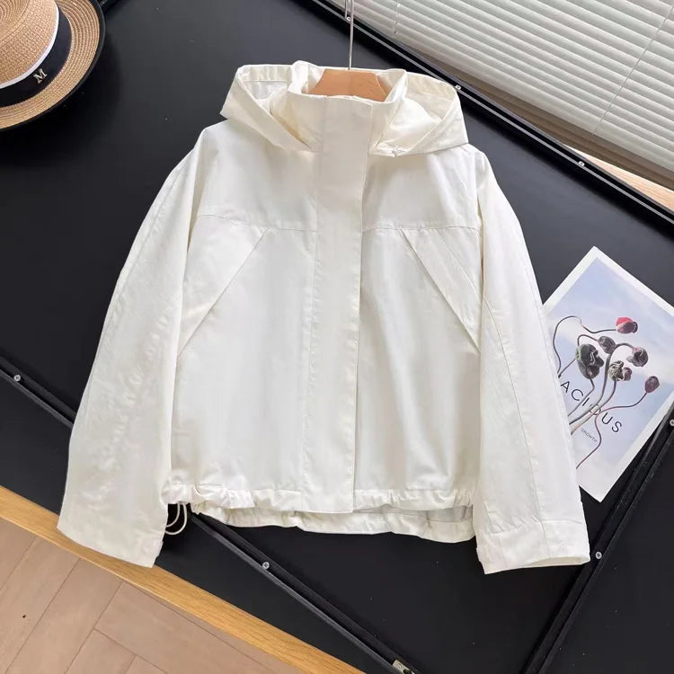 Mumaroho 2026 Autumn Winter Women Windbreaker Jacket Windproof Solid Long Sleeve Outdoor Sport Hooded Thin Coat Jacket For Women