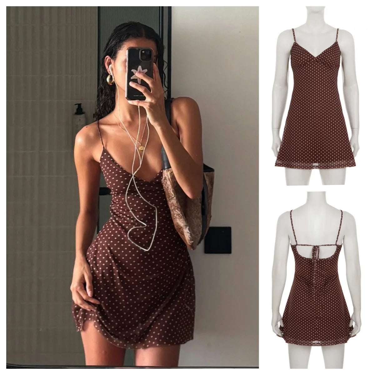 Y2k Vintage Slim Summer Women Sweet Ladylike Fashion Street Woman Dot Print Casual Simple Basic Sleeveless Dresses Female Chic