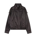 Women's Jacket 2026 Autunm  New Black Long Sleeve Pebble Faux Leather Jacket Motorcycle Style Personality Fashion