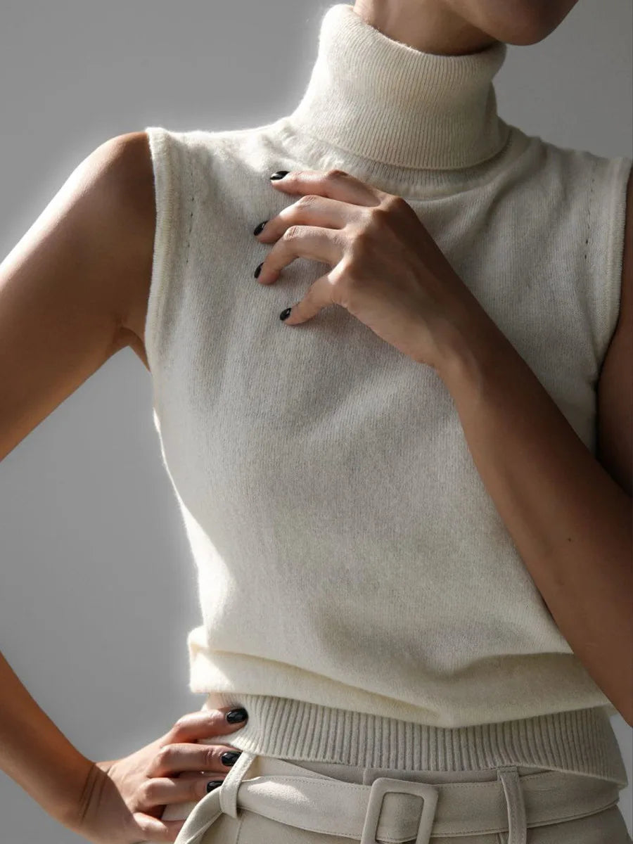 Blubelle Women's New Autumn Winter Knit Sleeveless Turtleneck Tank Top Soft Fabric Trendy Slim Fit Solid Color Fashion Camis