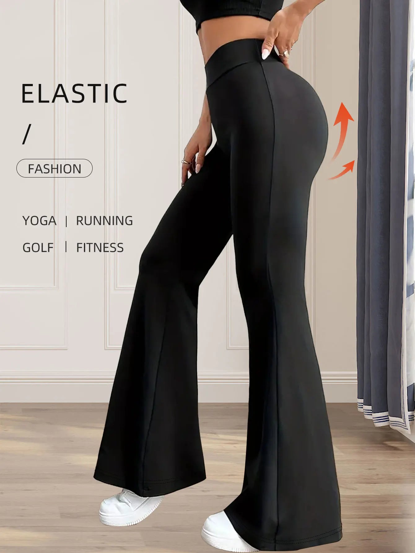 Women's Spring and Summer High-Waisted Tight-Fitting Flared Pants, Slim Leg Long Black Pants, Thin Wide Leg Pants for Slim Women