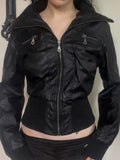 AltGoth Amercian Vintage Pu Leather Jacket Women Streetwear Harajuku Grunge Emo Alternative Grunge Zipper Casual Coats Female