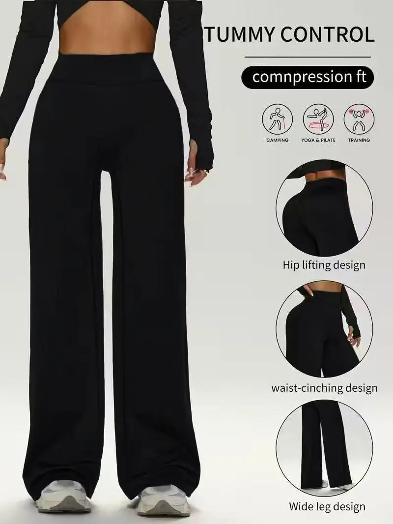 Women's Soft Straight Leg Workout Pants Breathable Lightweight Solid Color Loose Fit for Outdoor Sports Yoga Jogging