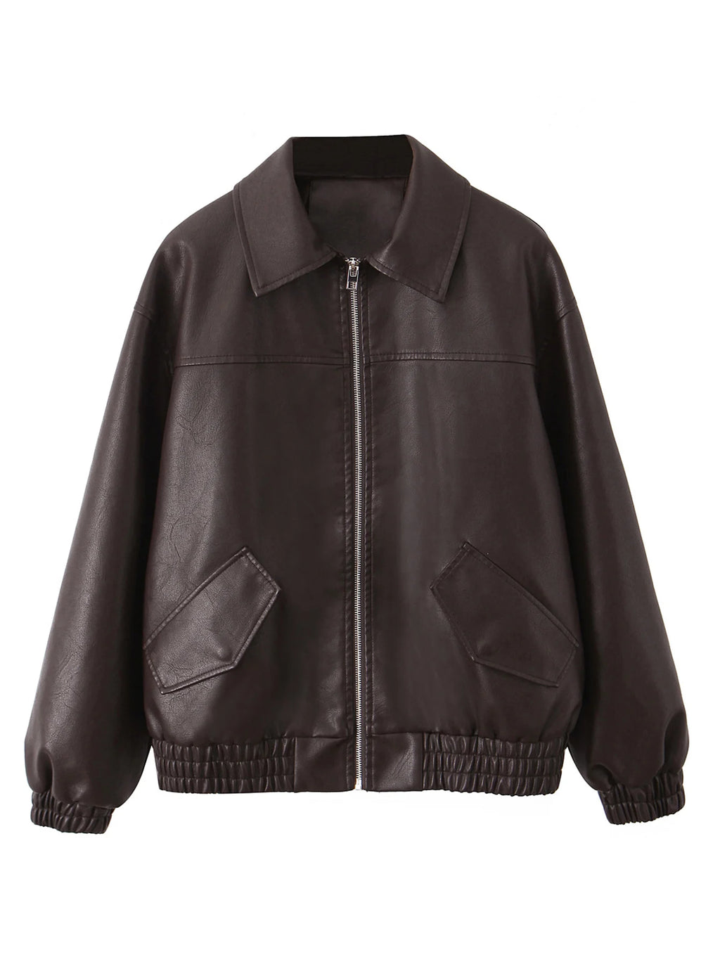 Ailegogo Streetwear Women Retro Loose Short Pu Faux Leather Jacket Spring Autumn Female Zipper Coat Vintage Moto Biker Outwear